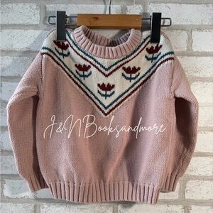 Toddler Little Co. By Lauren Conrad Pullover‎ Sweater Red Tulip Intarsia Size 3T